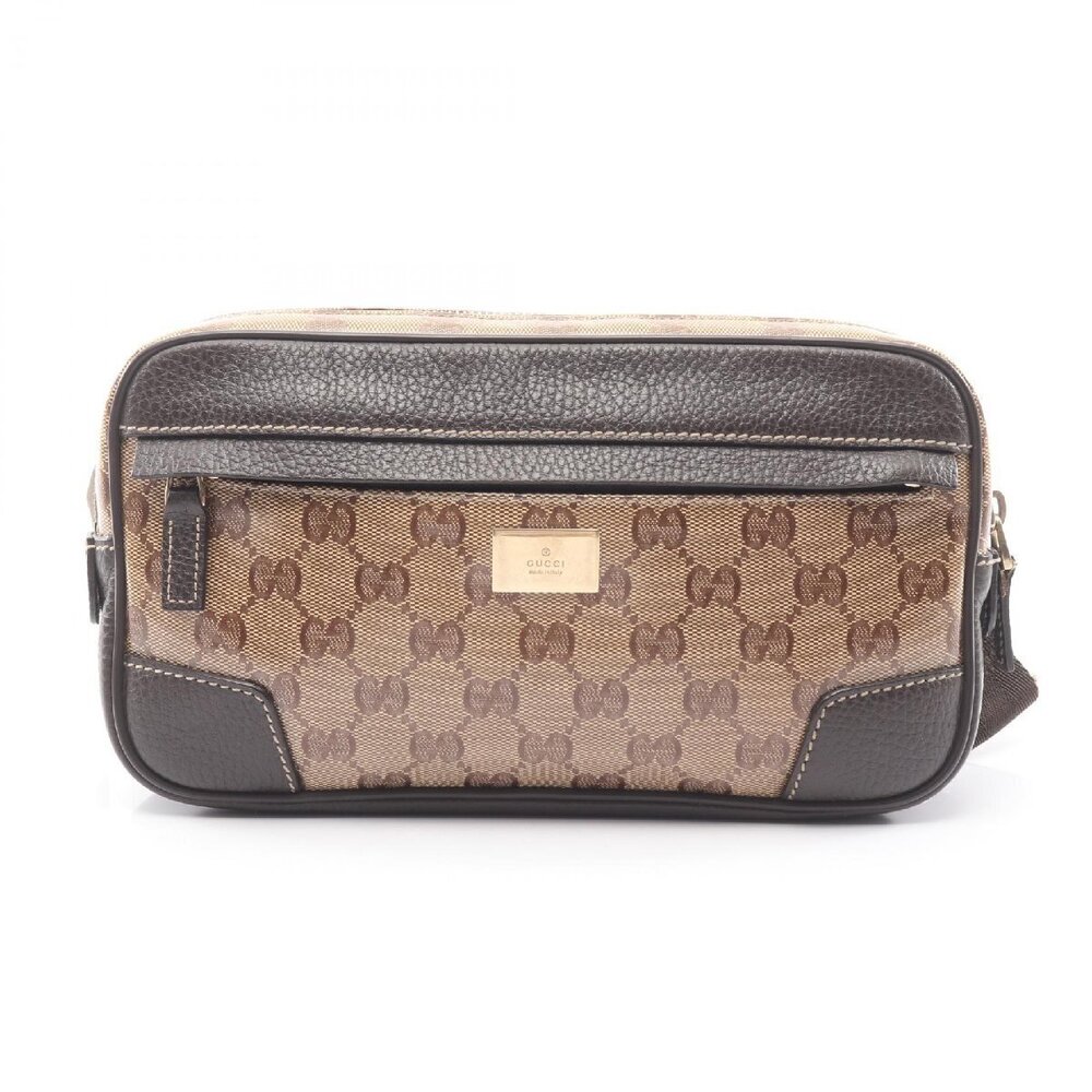 Gucci GG Crystal Beige Canvas Waist Bag Body Coating